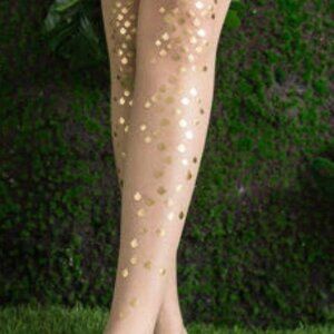 Beige Tights with Gold Embellishments